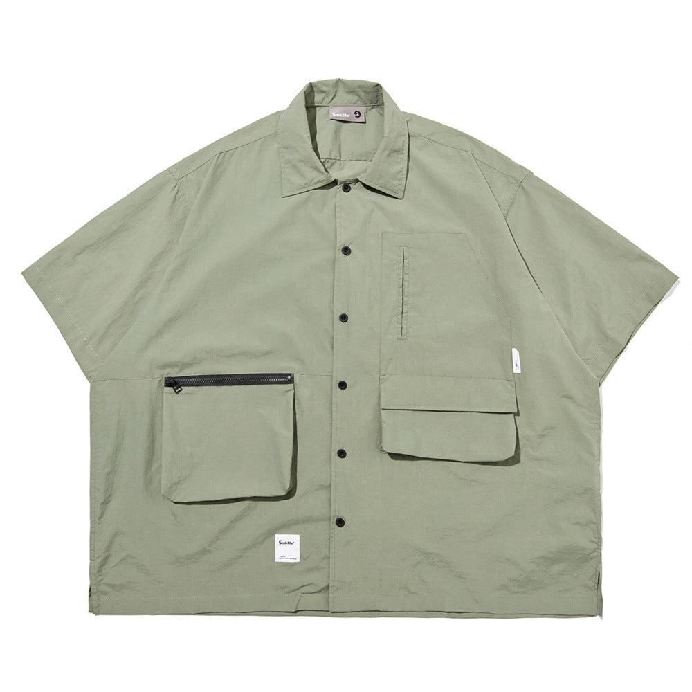 Waterproof Fishing Style Multi-pocket Workwear Short Sleeve Shirt