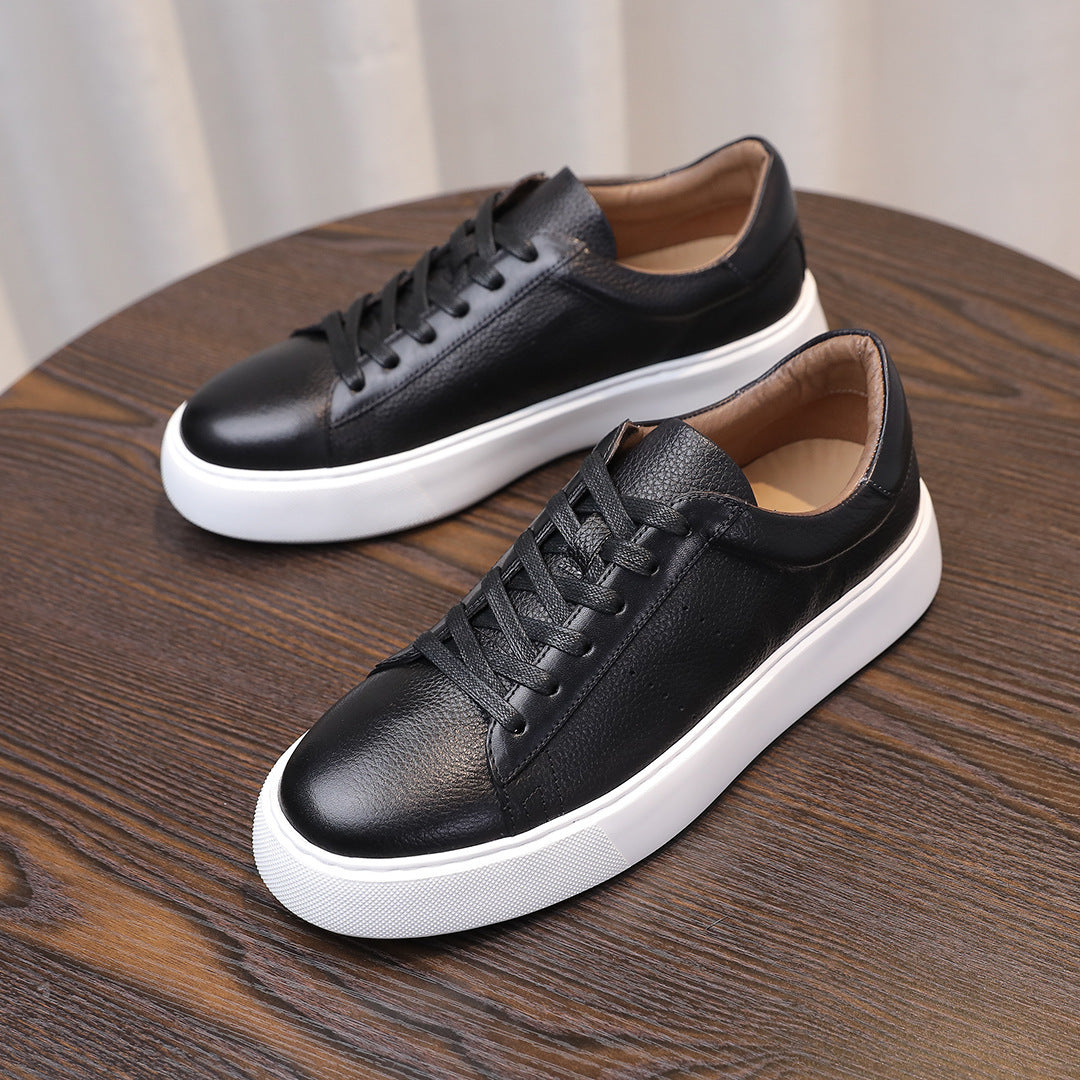 Top Layer Cowhide Men's and women's Shoes Black Commute Leisure
