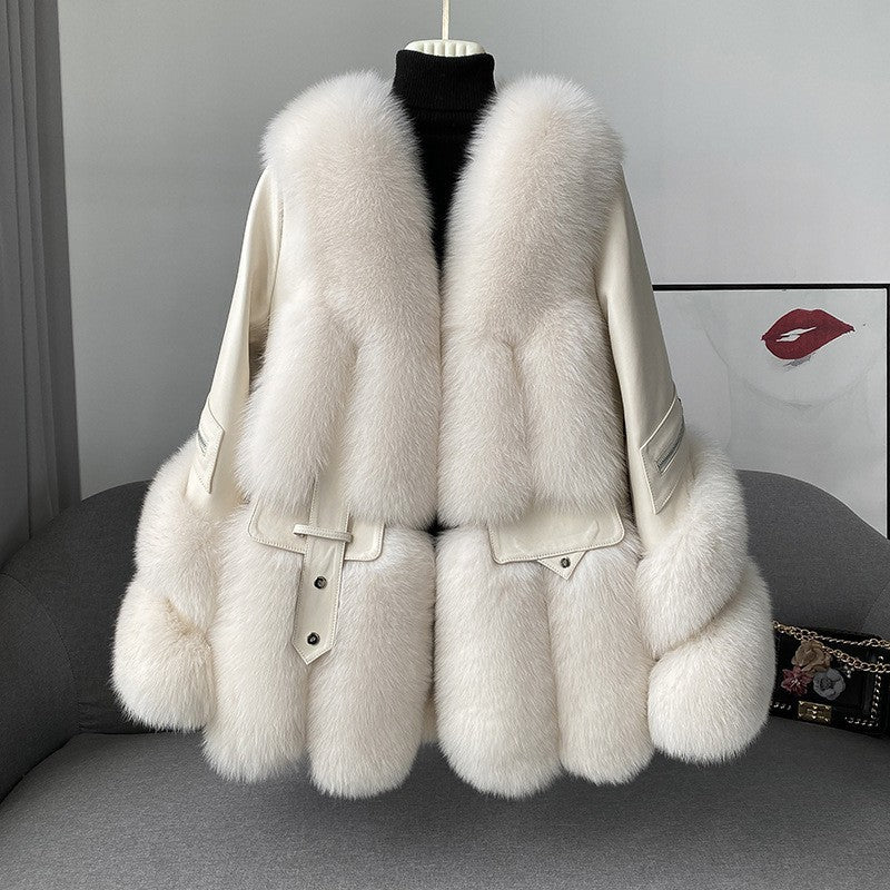 Fur Women's Medium Long Young One-piece Coat