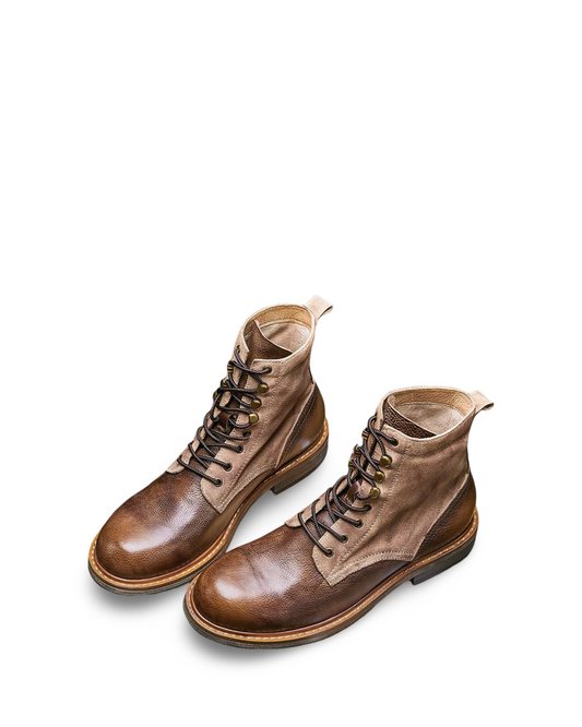 Genuine Leather Fleece Lined Mid-Top Martin Men's Boots High-top Trendy Foreman Motorcycle Desert Boots