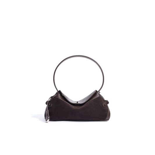 Curved Top-Handle Bag in Matte Cowhide —