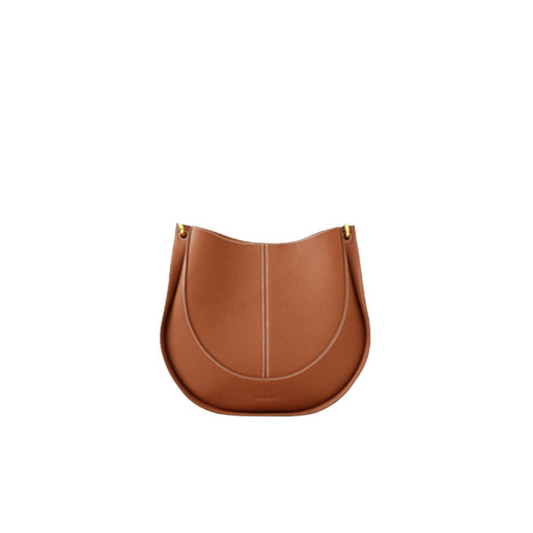 Curved Saddle Shoulder Bag in First-Layer Cowhide