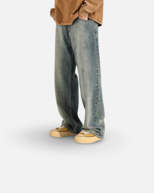 Washed Worn Jeans Men's Loose Wide-leg Pants