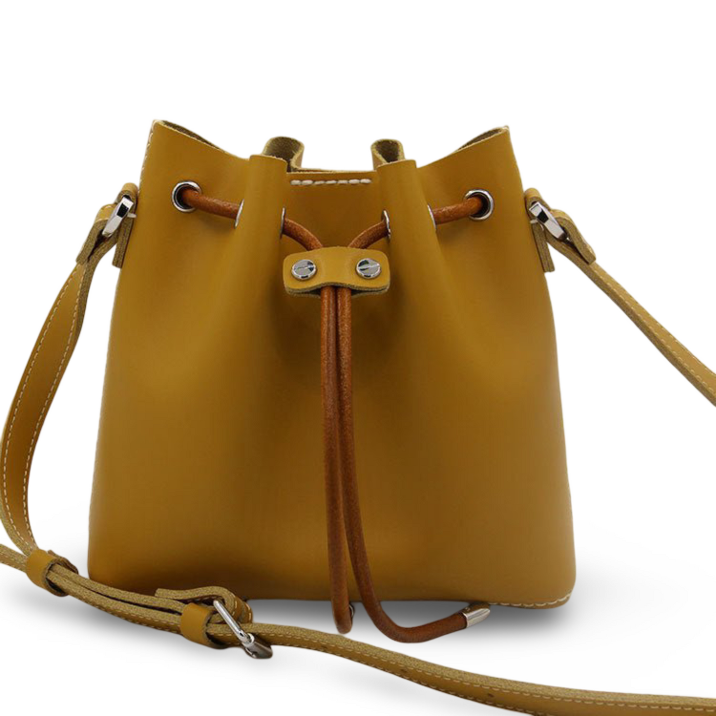 Leather Hand-stitched Bucket Bag