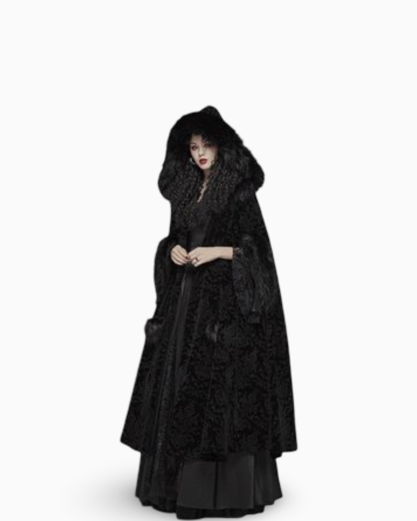 Dark Snow Queen Hooded Windbreaker Long Cape