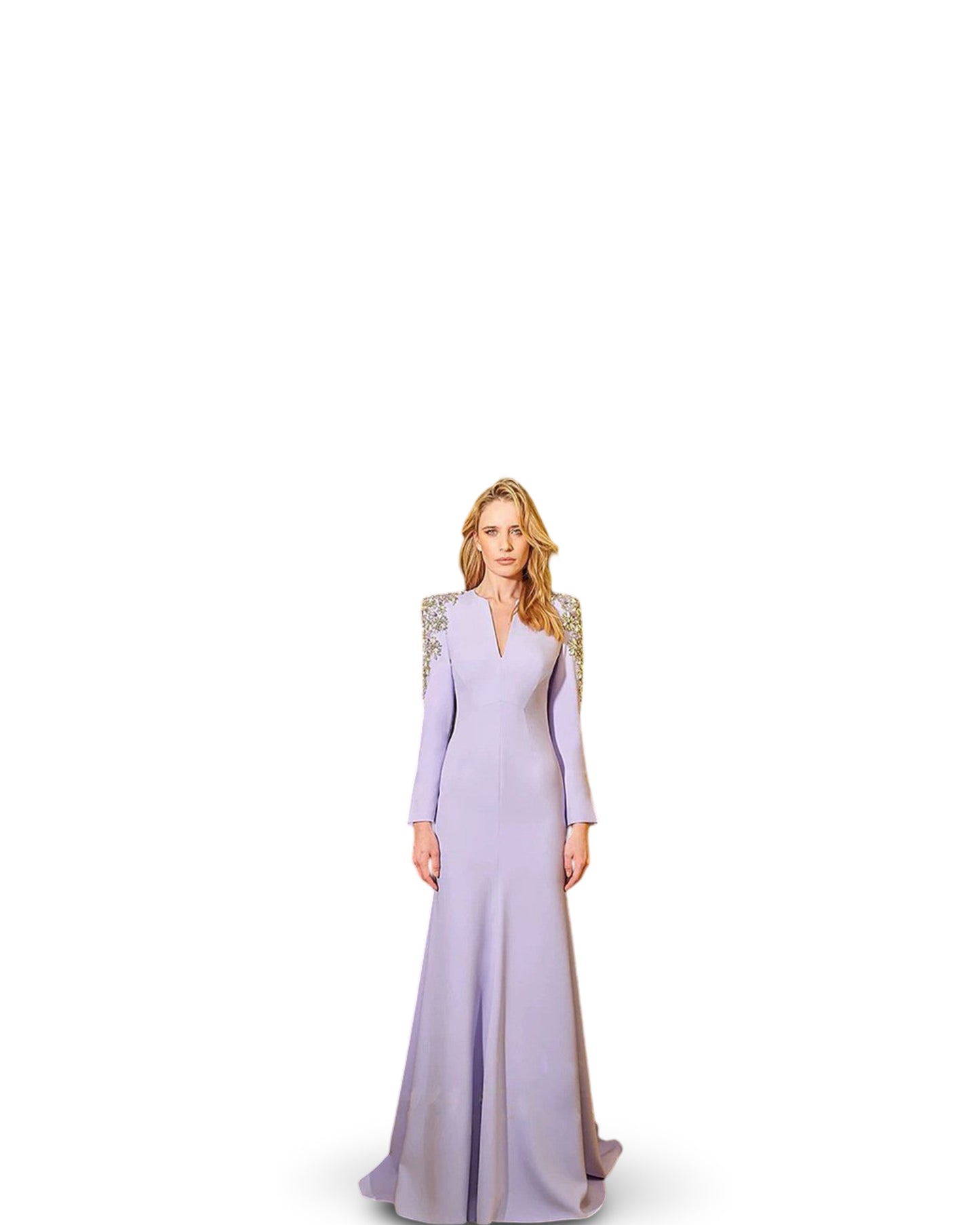 Heavy Industry Beads Diamond Front Slit Small Trailing Dress