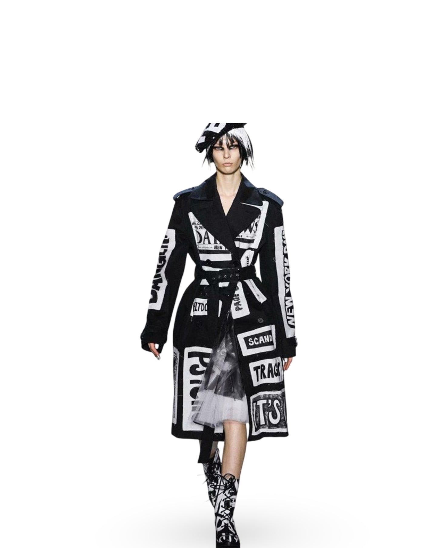 Letter Print Loose Fit Double-breasted Long-sleeved Women's Trench Coat