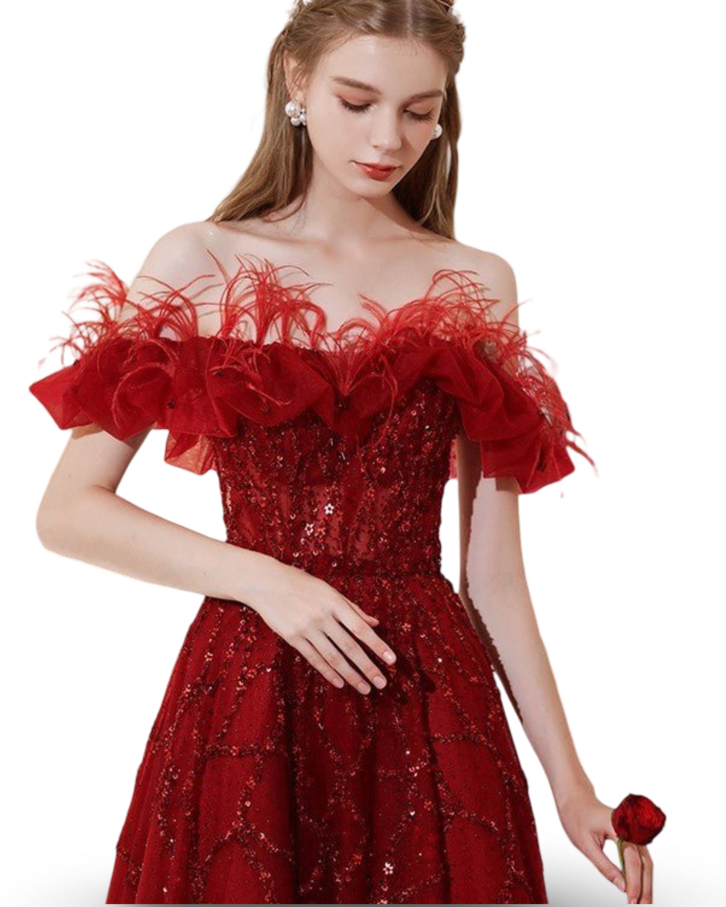 Off-shoulder Annual Conference Host Engagement Dress