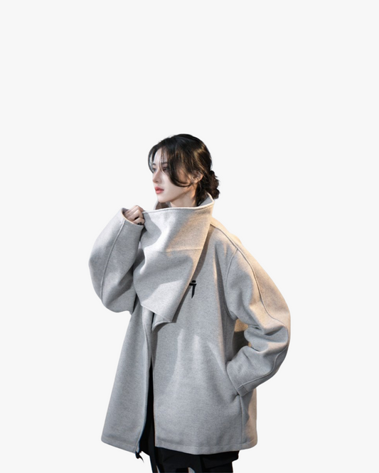 Trendy One-shoulder Scarf Men's And Women's Loose Leisure Short Coat