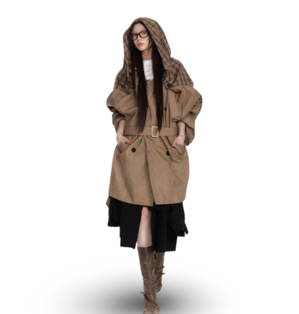 Hooded Patchwork Windbreaker Jacket For Women