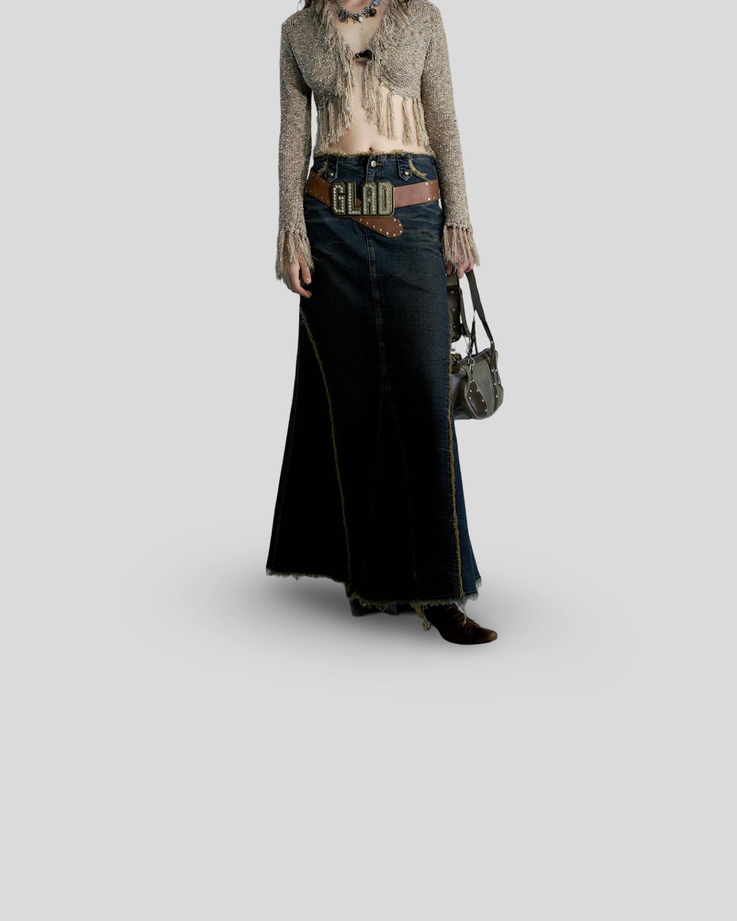 Heavy Washing Denim Skirt Girl