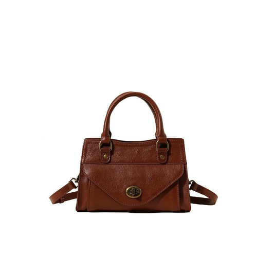 Structured Mini Satchel in First-Layer Cowhide Leather