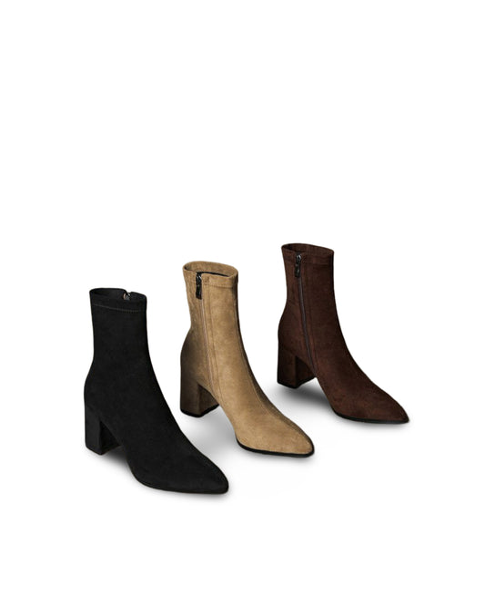 High Heel Stretch Side Zipper Thick Heel Thin Women's Boots