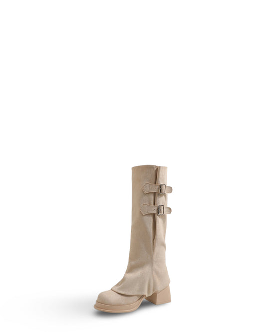 Removable Pile Style Boots Thick High Heel Platform High Leg Boot