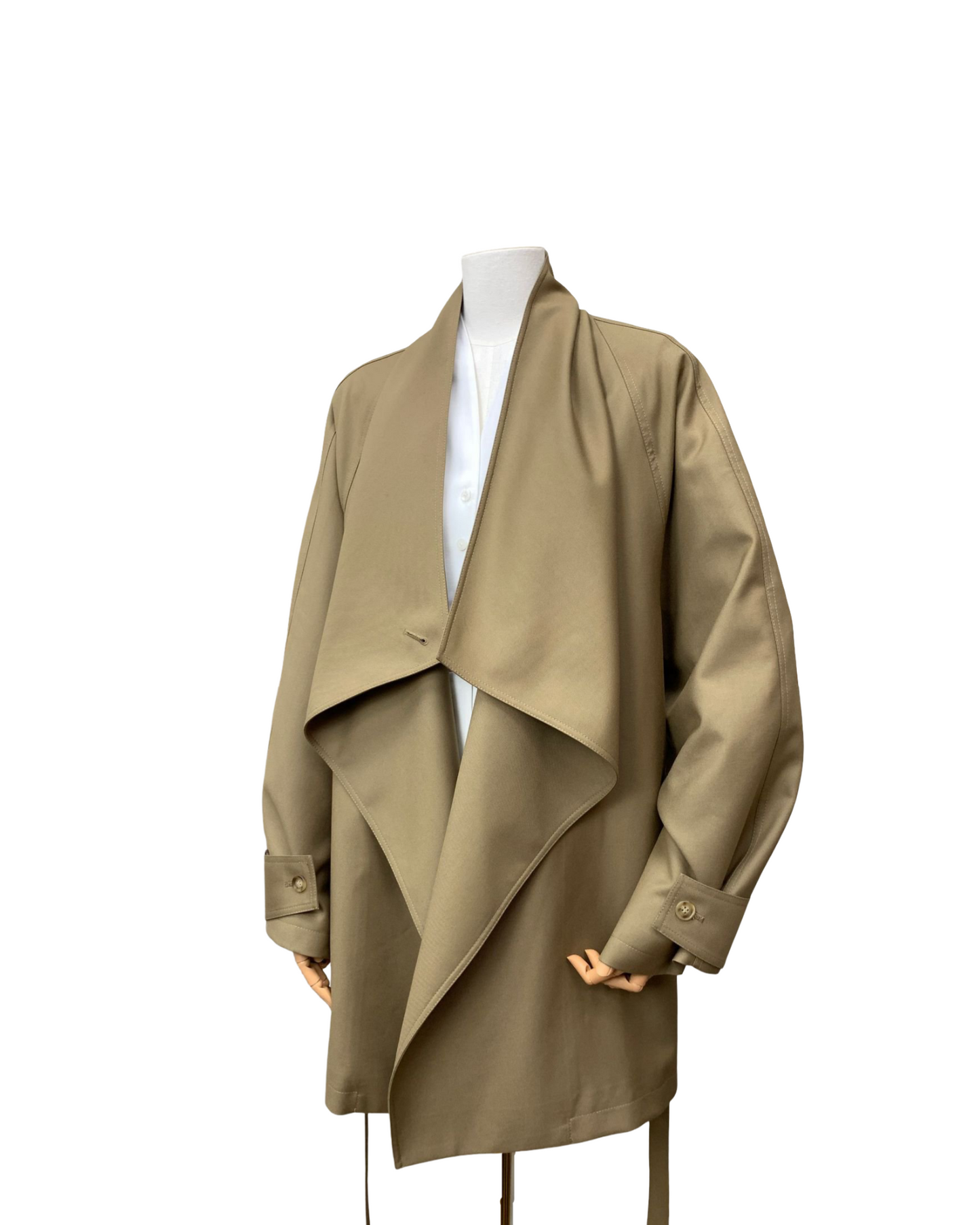 Loose Profile Commute Minimalist Black Large Lapel Design Trench Coat