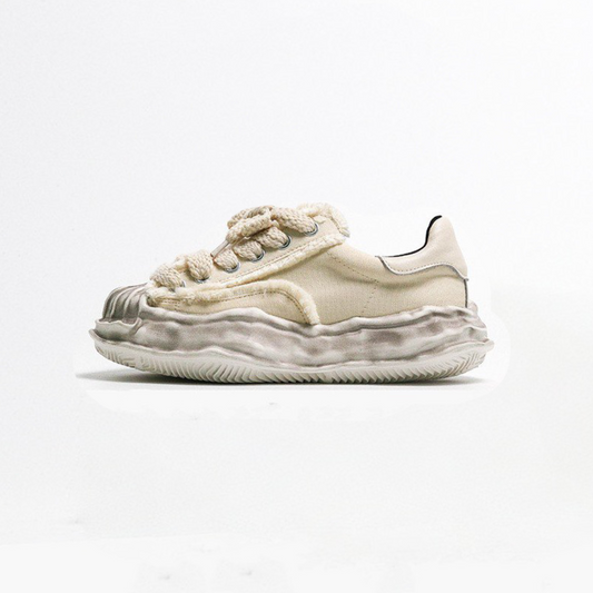 Deconstructed Concept Sneaker – Raw Canvas Upper with Sculpted Sole