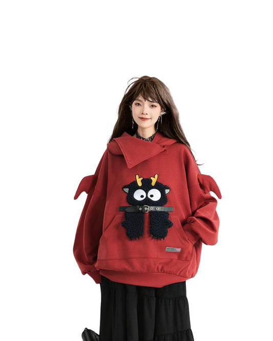 Girl Like Cartoon Embroidered Hooded Sweatshirt For Women
