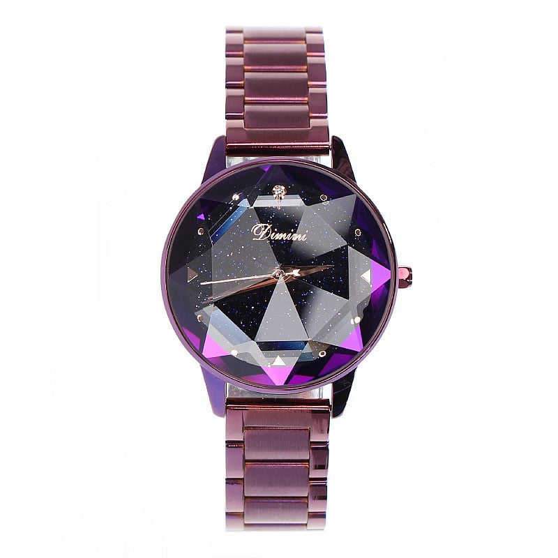 New Table Fashion Starry Sky Purple Steel Belt Women's Watch