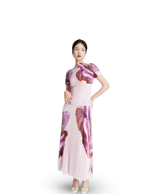 Women's Pleated Skirt Long Twinset