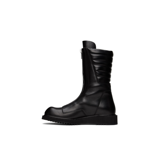 First-Layer Leather Structured Zip Boots