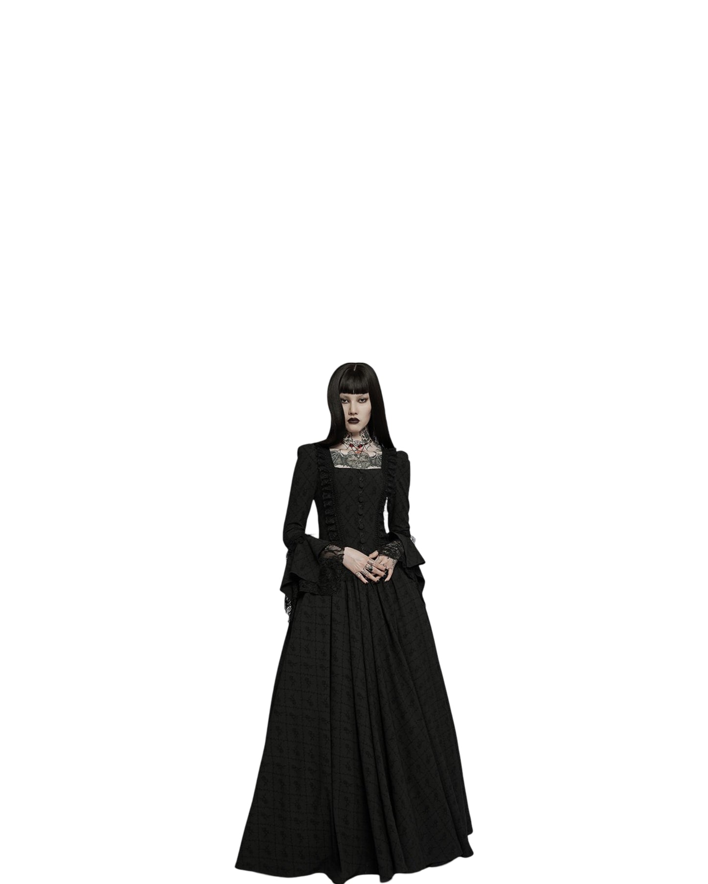 Black Thorn Rose Long Dress For Women