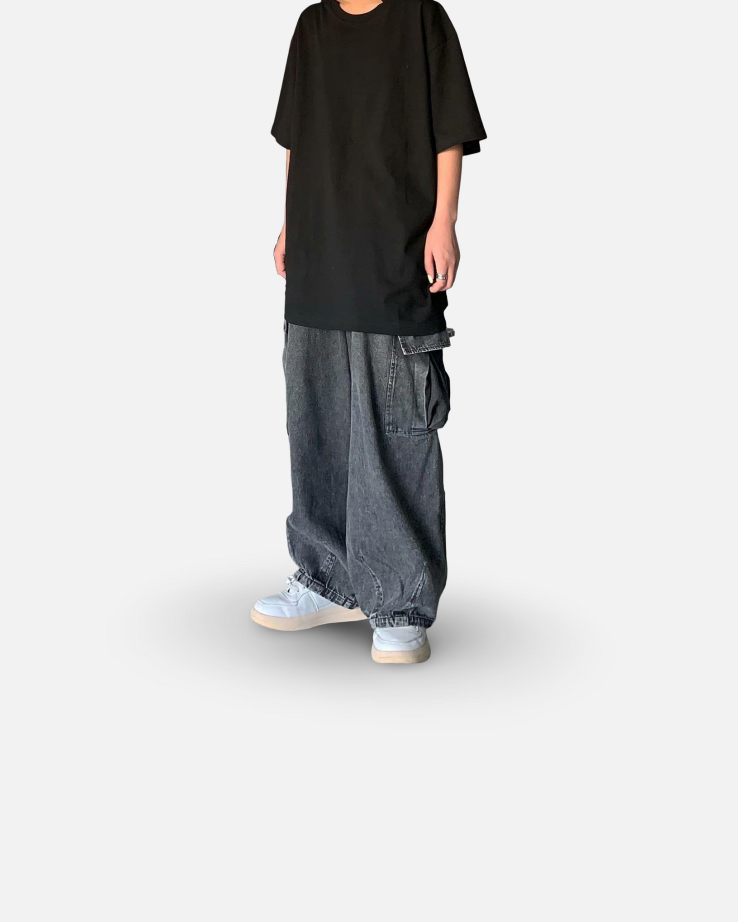 Street Retro Drape Large Loose Pockets Cargo Jeans