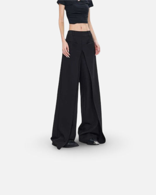 Black Straight Loose Casual Pants Women's Suit Pants