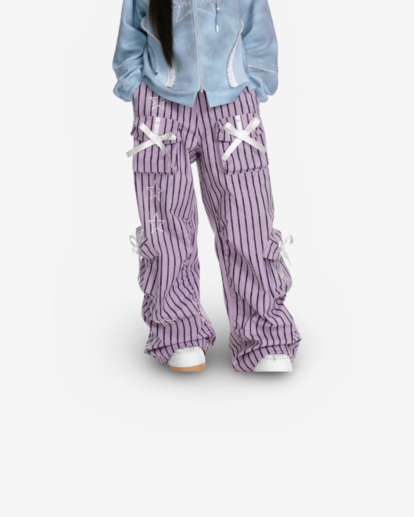 3D Star Striped Bow Work Pants