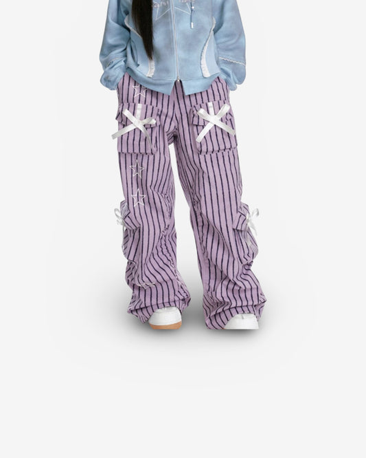 3D Star Striped Bow Work Pants