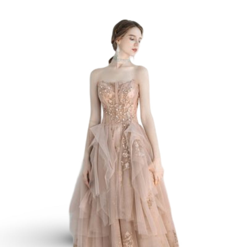 Toast Dress Female Wedding Bridesmaids Breast Wipe Long Skirt Dinner Annual Meeting Host