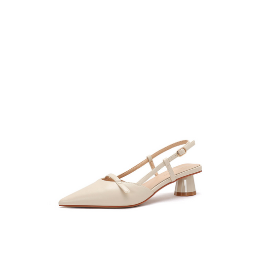 First-Layer Cowhide Slingback – Low Heel Structure