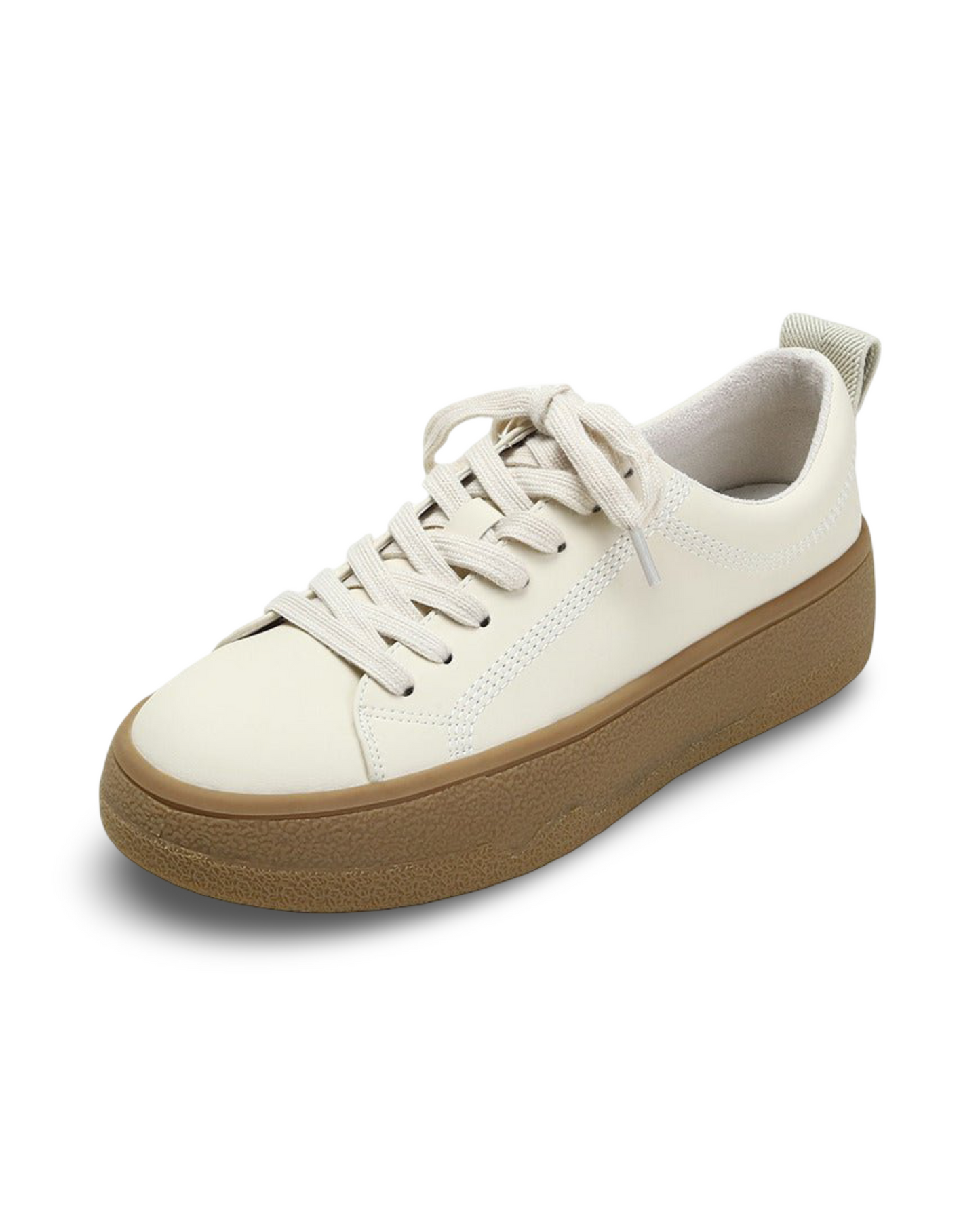 Ladies Fashion Versatile Leather Small White Sneakers