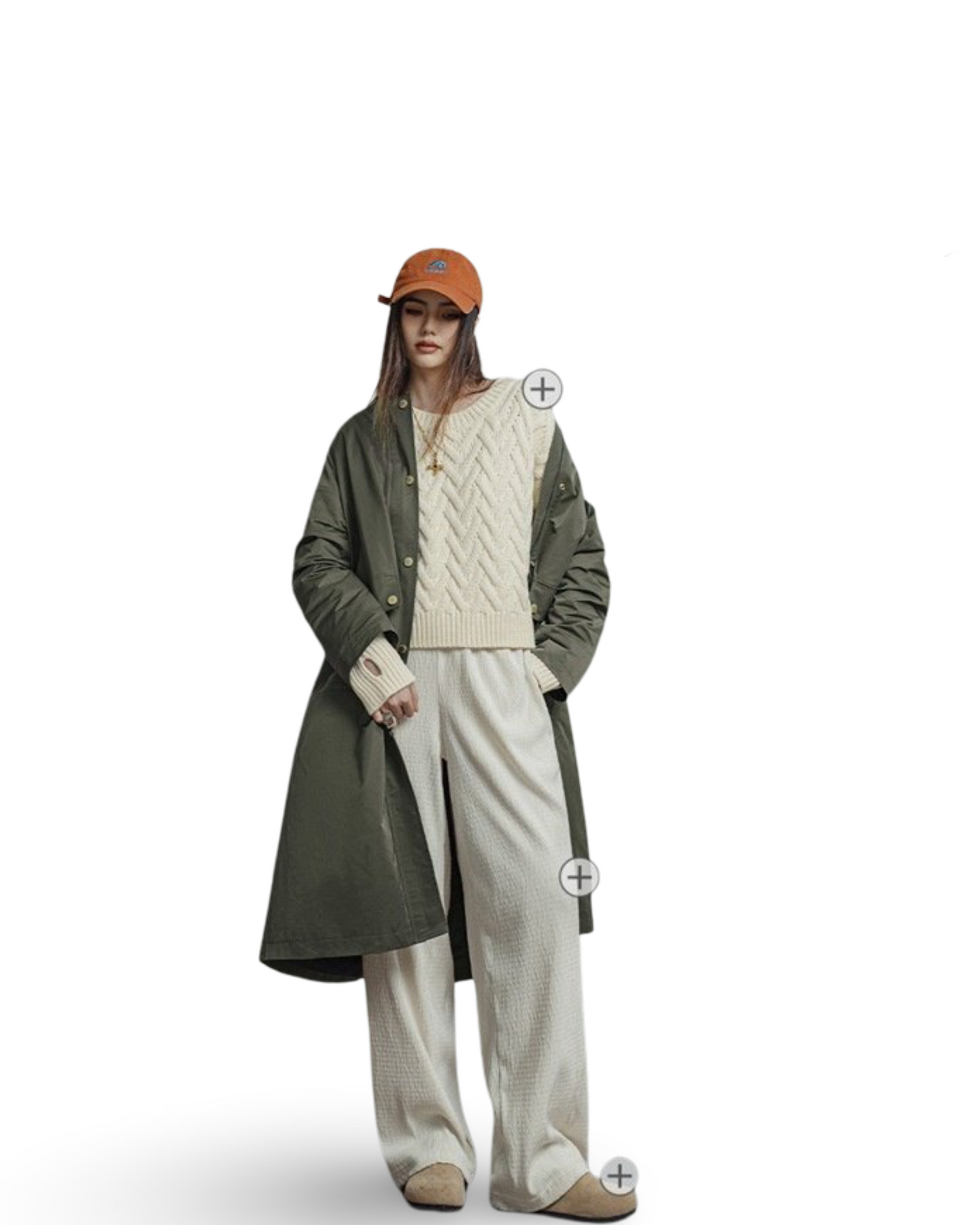 Retro Olive Green Trench Coat Mid-length Loose Women