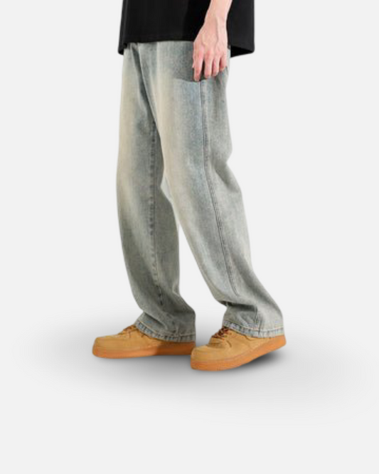 Yellow Mud Dyed Straight Jeans For Men