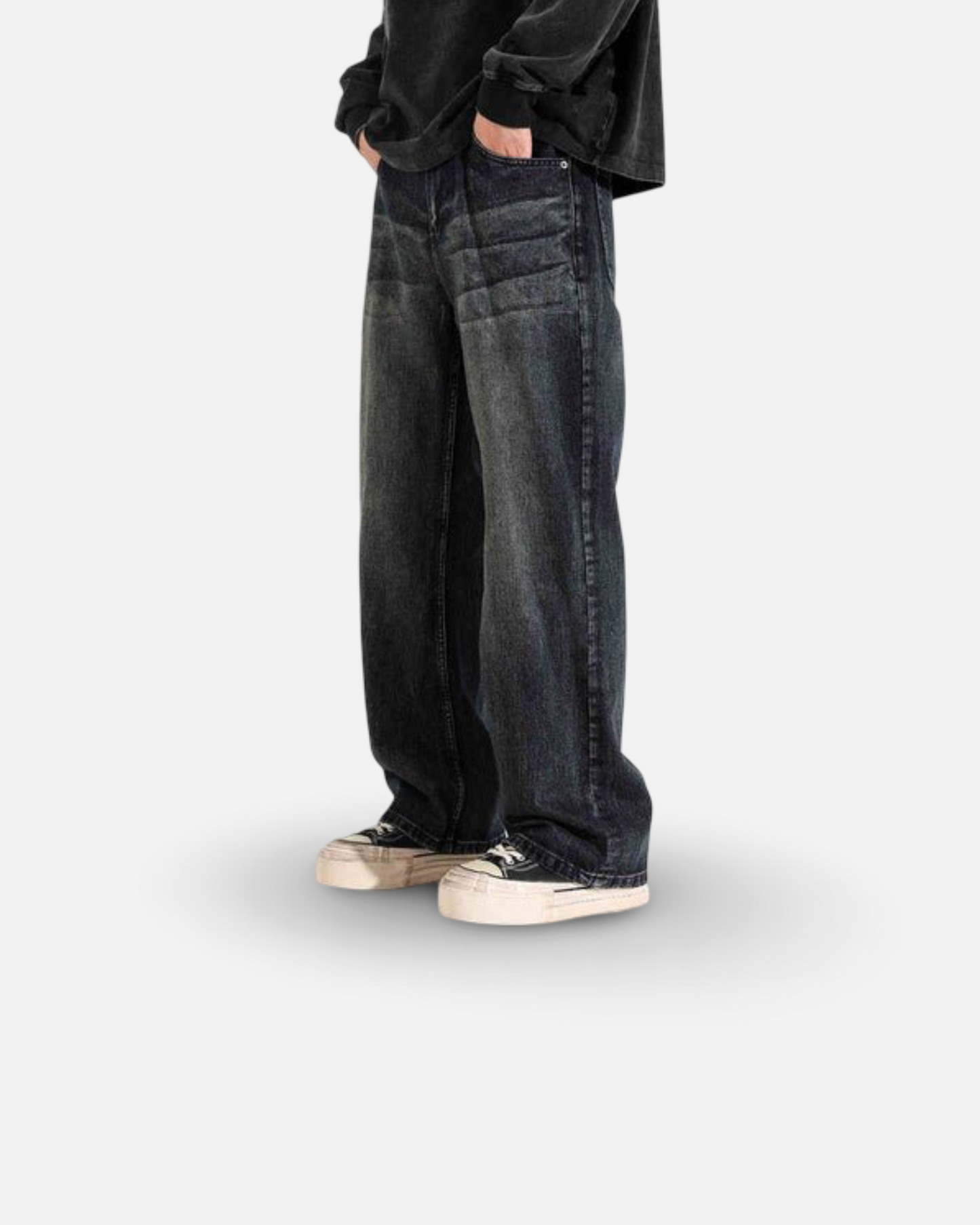 Retro Straight Jeans Men's American Loose-fitting Wide-leg Trousers