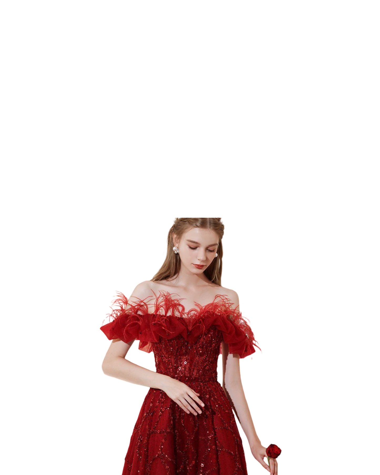 Off-shoulder Annual Conference Host Engagement Dress