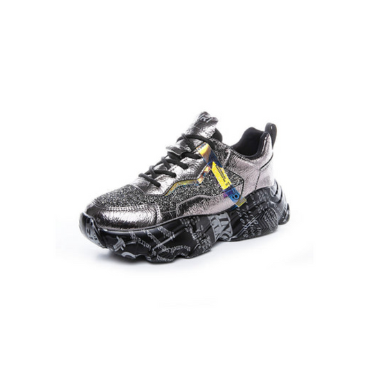 Industrial Statement Sneaker – Coated Upper with Graphic Sole