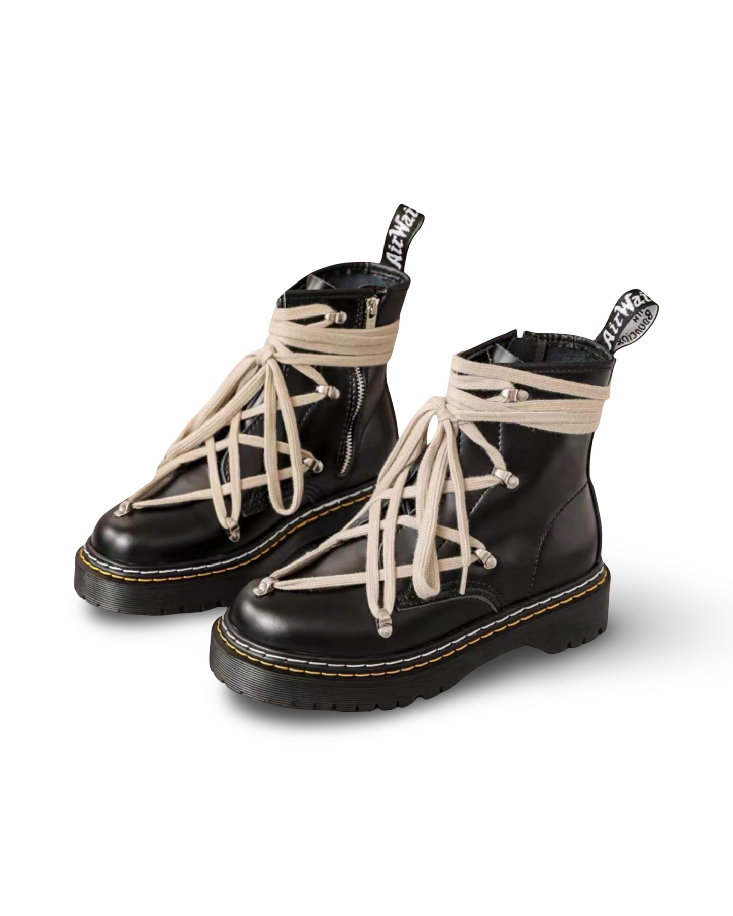 Pentagram Cross Straps Side Zipper Thick-soled Boots