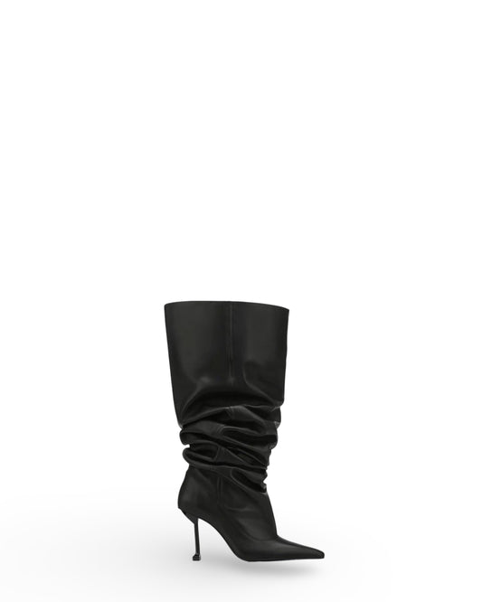 Big Tube Circumference Square Toe Stiletto Heel Catwalk Party Boots