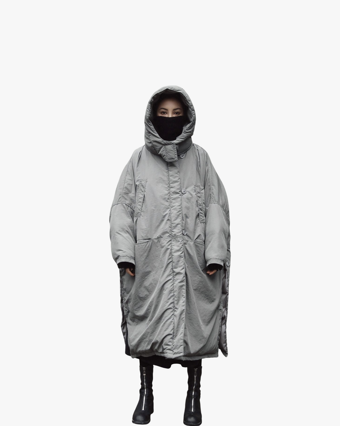 Fashion Design Thickened Coat Slit Loose Hooded Large Cotton-padded Clothes