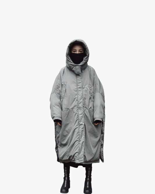 Fashion Design Thickened Coat Slit Loose Hooded Large Cotton-padded Clothes