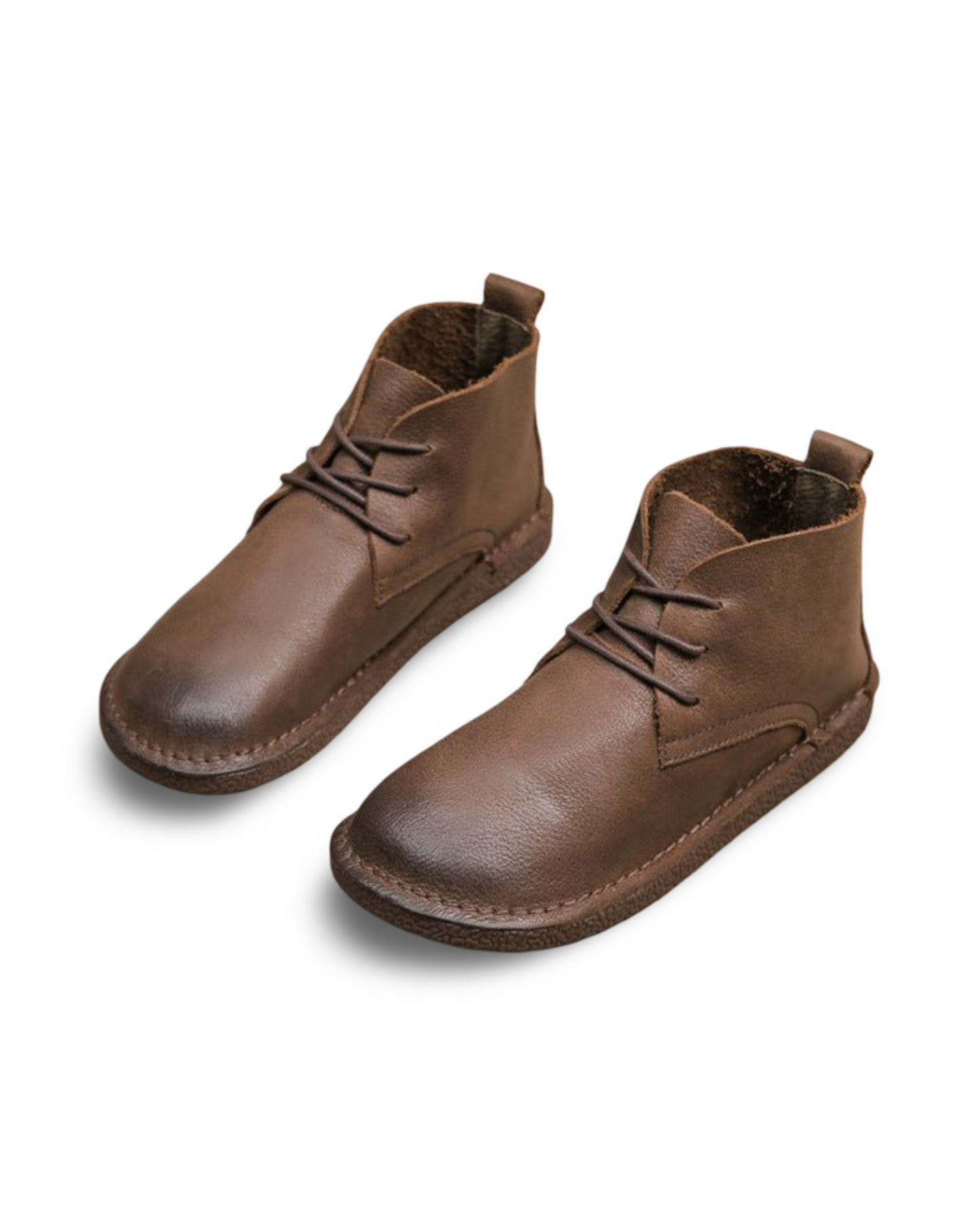 Handmade Leather Retro Flat-bottomed Versatile Cowhide Lace-up Boots