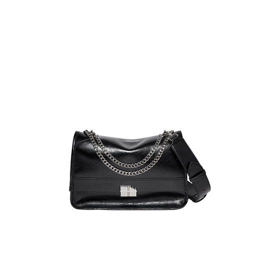 Structured Chain Shoulder Bag in Two-Layer Cowhide