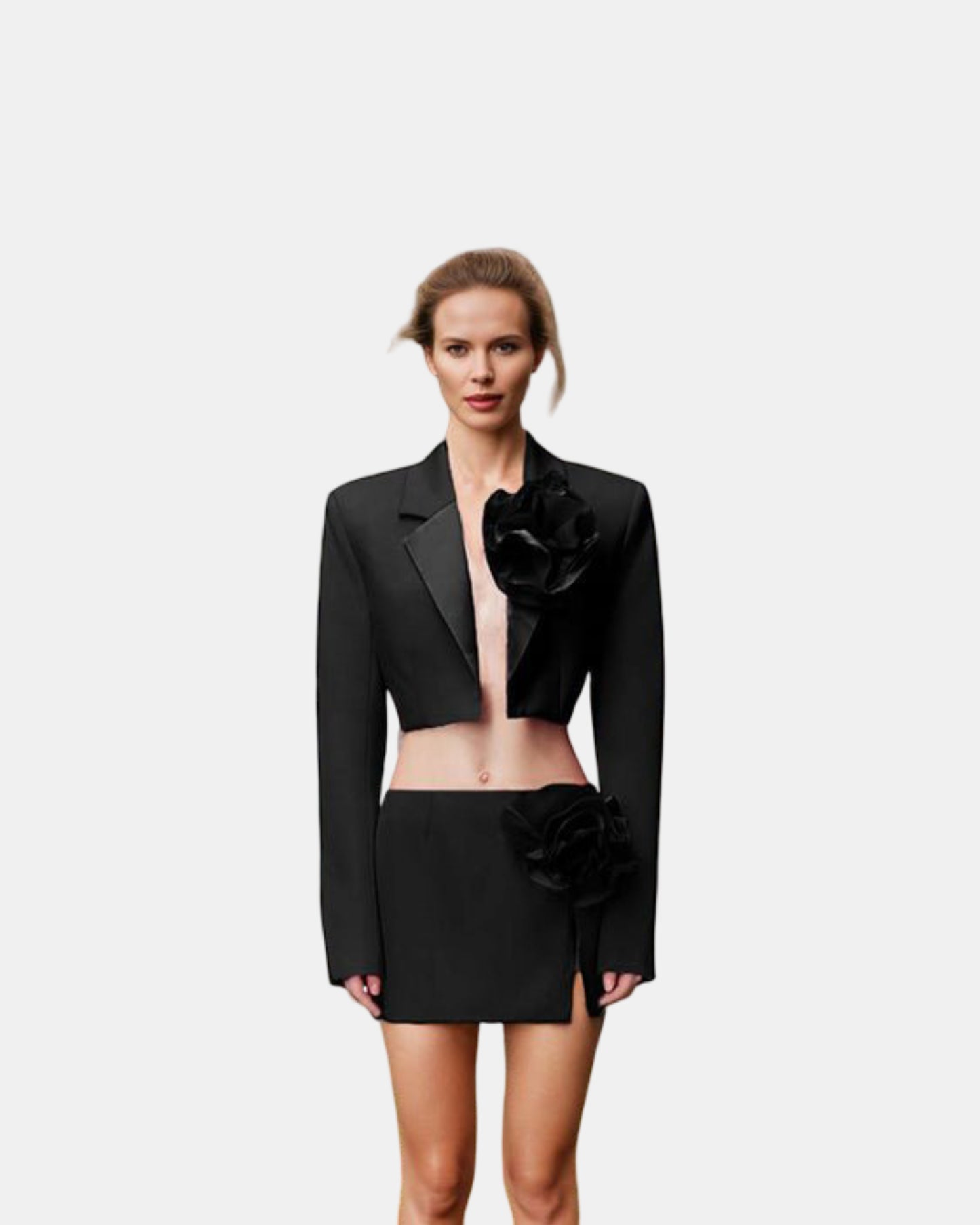 Autumn New High-grade V-neck Three-dimensional Flowers Suit