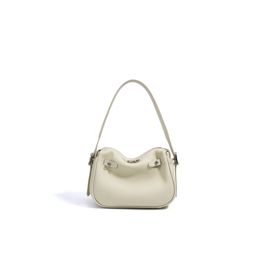 Compact Shoulder Bag in First-Layer Cowhide Leather