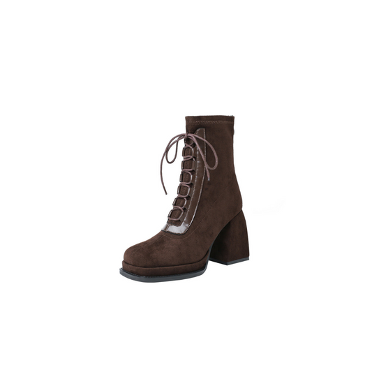 First-Layer Cowhide Lace-Up Leather Boots