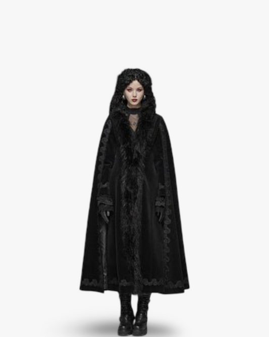 Punk State Women's Half Cape Dark Tie Gothic Retro Gorgeous Long Coat