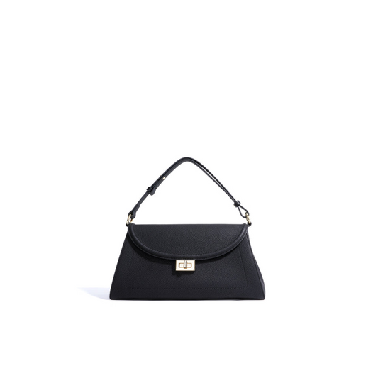 Structured Matte Shoulder Bag in First-Layer Cowhide —