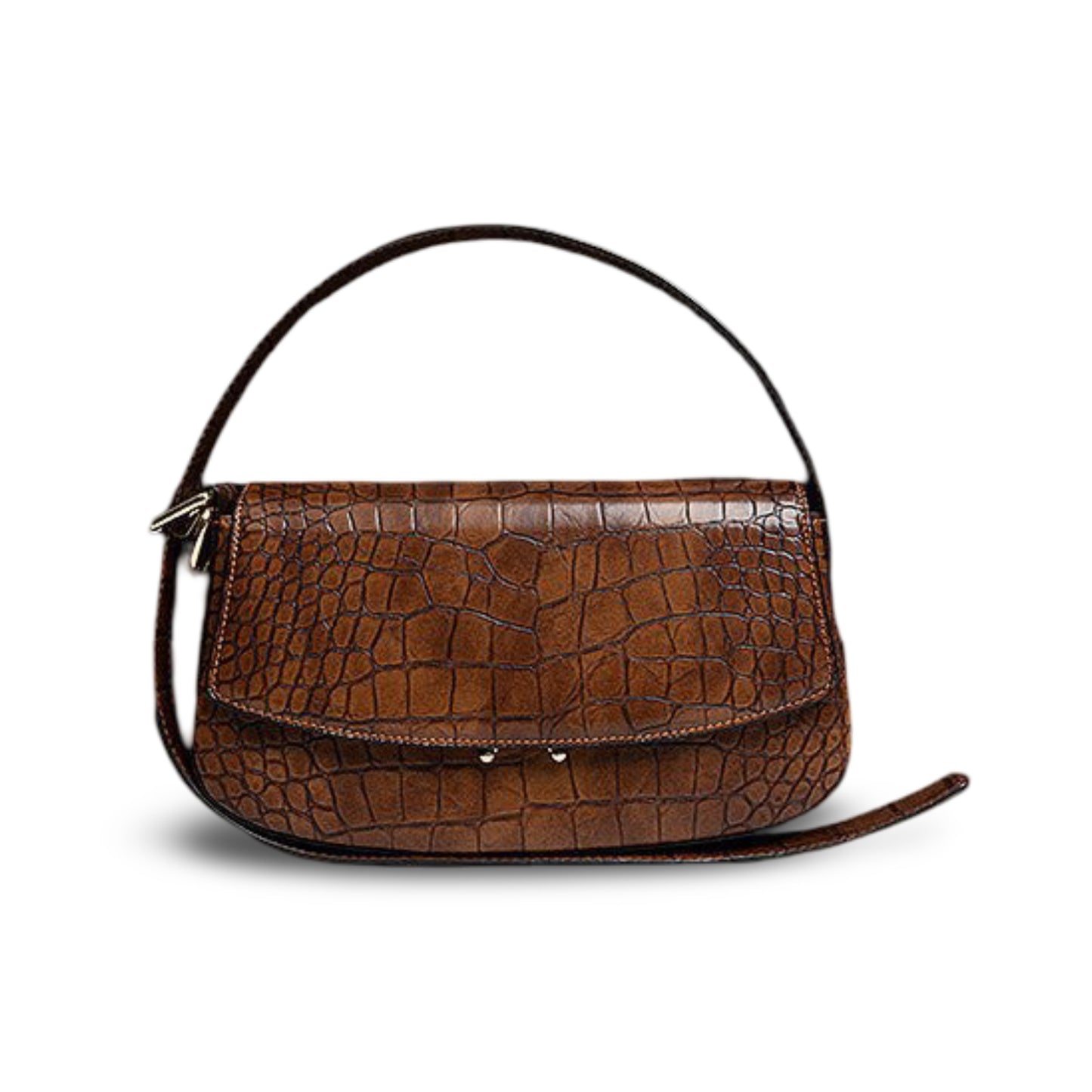 Genuine Leather  Pattern Baguette Underarm Women's Bag Niche Shoulder  Messenger