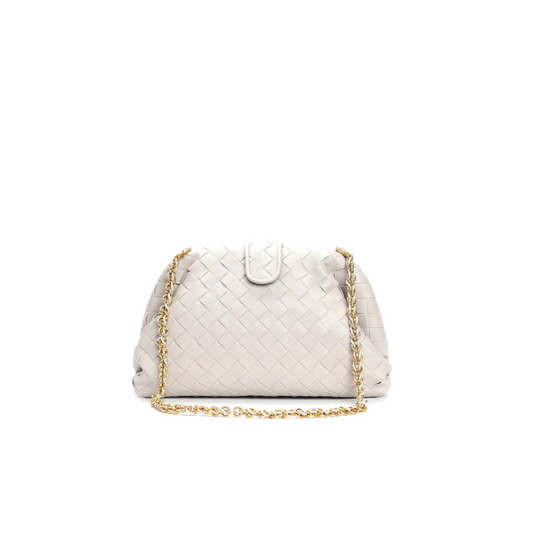 Woven Cowhide Chain Shoulder Bag